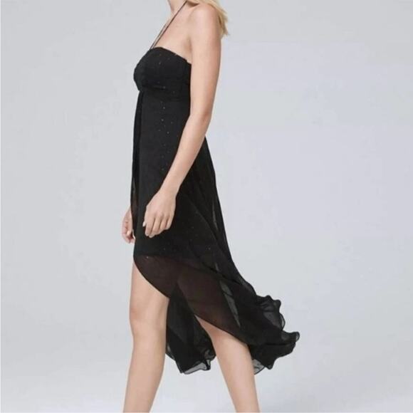 White House Black Market Strapless Halter Maxi Dress with Sheer Overlay 12 NWT - Picture 3 of 13